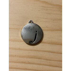 Silver-Tone Initial J Round Pendant Charm
